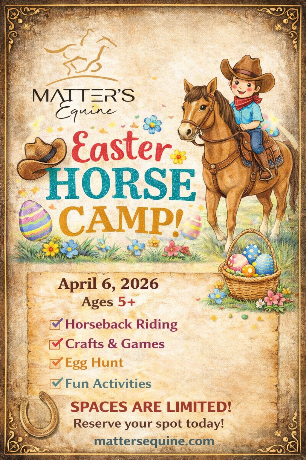 Easter Horse Camp – April 6th, 10 AM - 3 PM
