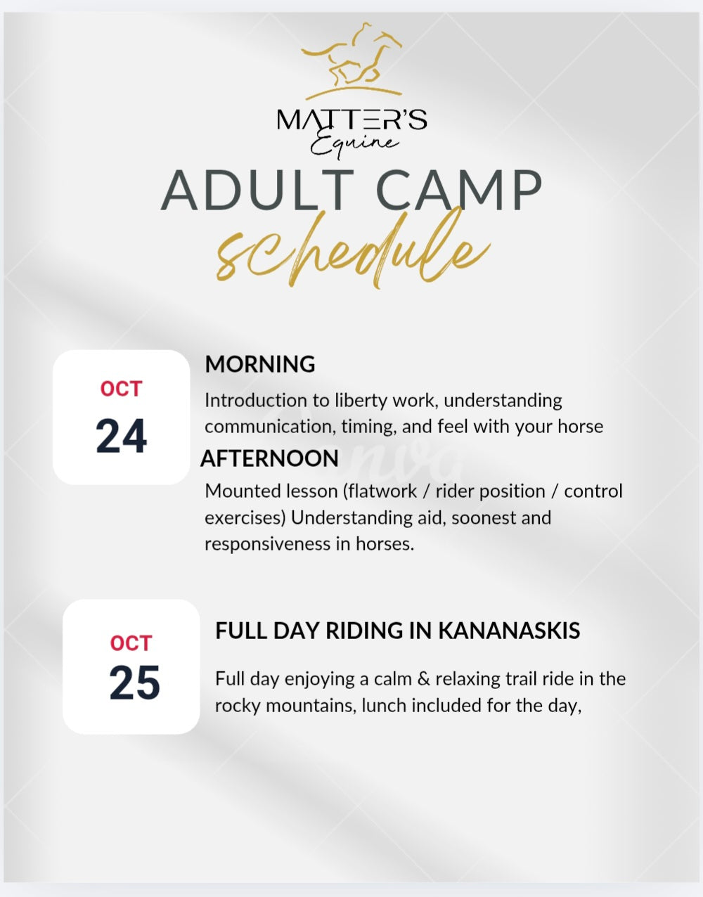 Adult horse camp - Elevate your being